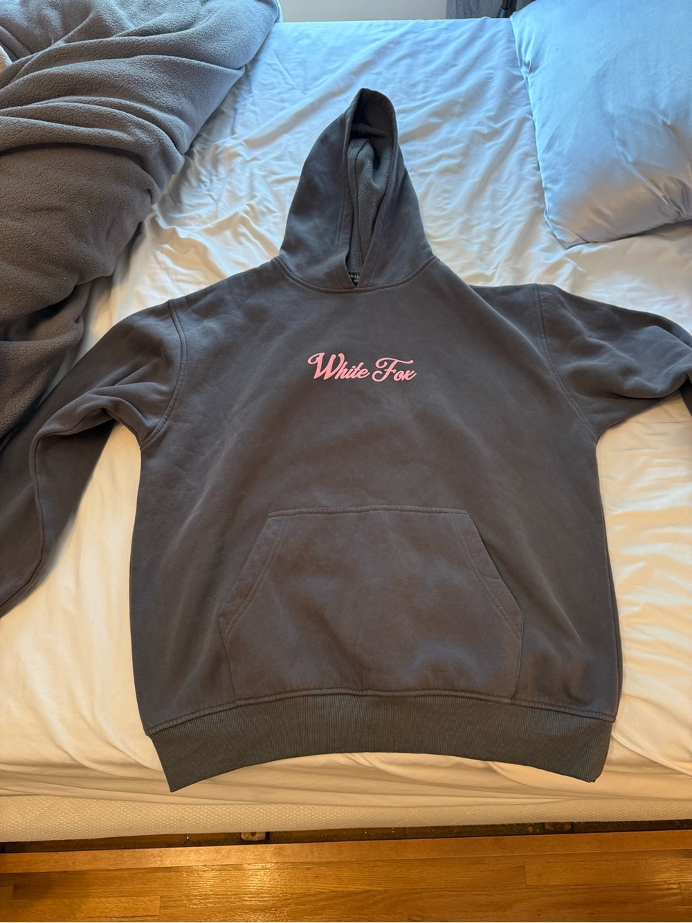 Women’s Charcoal Hoodie with Pink Script Logo